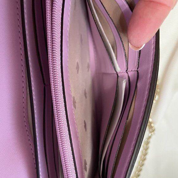 Kate Spade Gemma-Smooth Leather wallet on chain/crossbody in Lavender - Picture 5 of 15